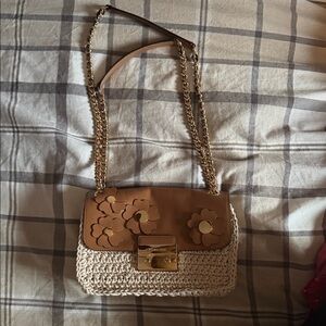 Michael Kors Tan and Cream Floral Shoulder Bag